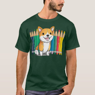 Cute Crayon Dog Colorful Hondenliefhebber T-shirt