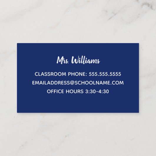 Cute Crayon Elementaire Aangepaste Contactgegevens Visitekaartje (Achterkant)