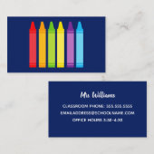 Cute Crayon Elementaire Aangepaste Contactgegevens Visitekaartje (Voorkant / Achterkant)