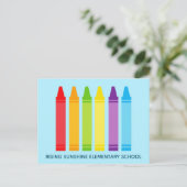 Cute Crayon Elementaire School of Daycare Custom Briefkaart (Staand voorkant)