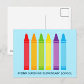 Cute Crayon Elementaire School of Daycare Custom Briefkaart (Voorkant / Achterkant)