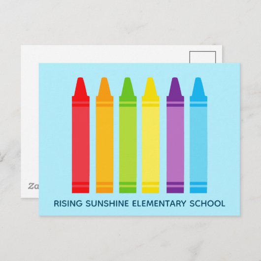 Cute Crayon Elementaire School of Daycare Custom Briefkaart (Voorkant / Achterkant)
