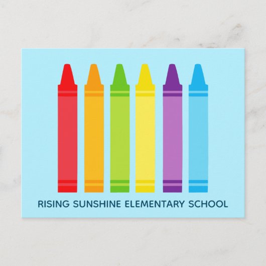 Cute Crayon Elementaire School of Daycare Custom Briefkaart (Voorkant)