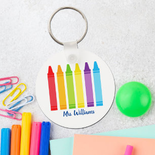 Cute Crayon Elementary School Teacher Personaliste Sleutelhanger