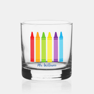 Cute Crayon Elementary School Teacher Personaliste Whisky Glas