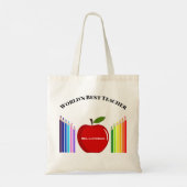 Cute Crayon Elementary Teacher Apple Tote Bag (Achterkant)