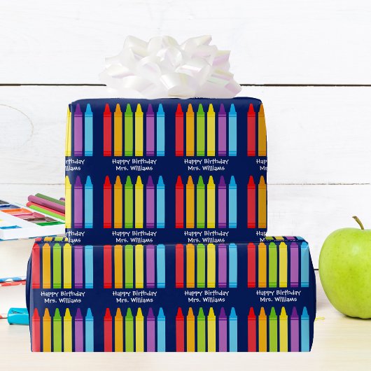 Cute Crayon Elementary Teacher Custom Cadeaupapier