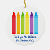 Cute Crayon Elementary Teacher Custom Dank je Keramisch Ornament (Voorkant)