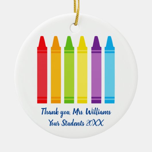 Cute Crayon Elementary Teacher Custom Dank je Keramisch Ornament (Voorkant)