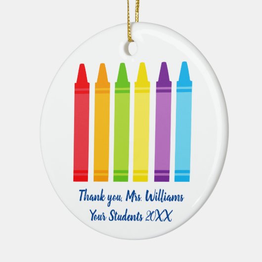 Cute Crayon Elementary Teacher Custom Dank je Keramisch Ornament (Links)