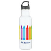 Cute Crayon Elementary Teacher Custom Waterfles (Voorkant)