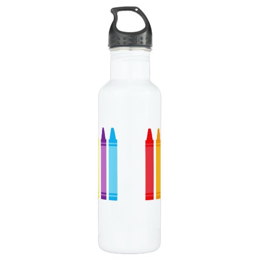 Cute Crayon Elementary Teacher Custom Waterfles (Achterkant)