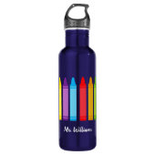 Cute Crayon Elementary Teacher Personalized Waterfles (Voorkant)