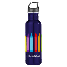 Cute Crayon Elementary Teacher Personalized Waterfles