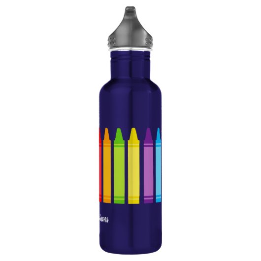 Cute Crayon Elementary Teacher Personalized Waterfles (Rechts)