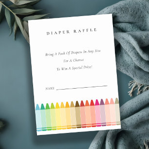 Cute Crayon Fun Rainbow Diaper Raffle Baby shower Informatiekaartje