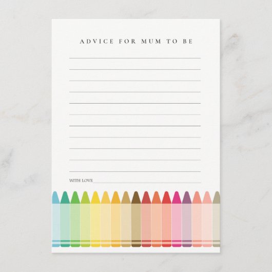 Cute Crayon Fun regenboogadvies voor Baby shower Informatiekaartje (Voorkant)