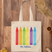 Cute Crayon Kindergarten School Monogram Tote Bag