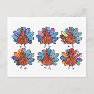 Cute Crayon Turkeys Kinder Art Briefkaart