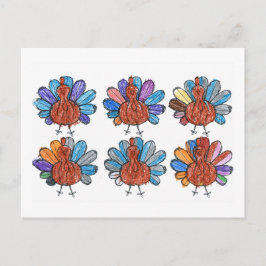 Cute Crayon Turkeys Kinder Art Briefkaart