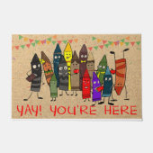 Cute Crayons In Class Mat, You're Here Deurmat (Voorkant)