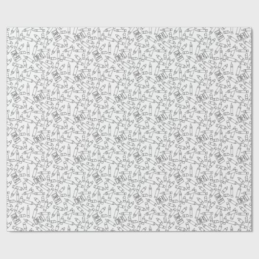 Cute Crayons Kleur uw eigen zwarte witte patroon Cadeaupapier (Vlak)