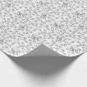 Cute Crayons Kleur uw eigen zwarte witte patroon Cadeaupapier (Hoek)