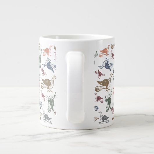 Cute Crazy Bird Pattern - Bird Watcher's Funny Grote Koffiekop (Achterkant)