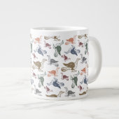 Cute Crazy Bird Pattern - Bird Watcher's Funny Grote Koffiekop (Voorkant rechts)