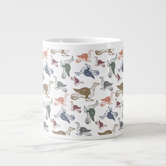 Cute Crazy Bird Pattern - Bird Watcher's Funny Grote Koffiekop (Voorkant)