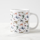 Cute Crazy Bird Pattern - Bird Watcher's Funny Grote Koffiekop (Rechts)