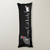 Cute Crazy Cat Lady, grijze witte katten op zwart Lichaamskussen (Achterkant (Verticaal))