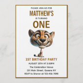 Cute Crazy Cheetah Farm Theme 1st Birthday Kaart (Voorkant)