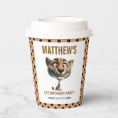 Cute Crazy Cheetah Farm Theme 1st Birthday Papieren Bekers (Achterkant)