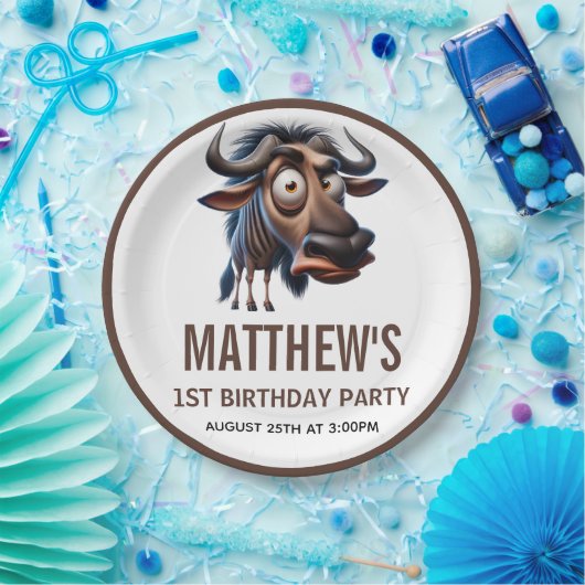 Cute Crazy Cheetah Farm Theme 1st Birthday Papieren Bordje (Feest)