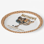 Cute Crazy Cheetah Farm Theme 1st Birthday Papieren Bordje (Gekanteld)