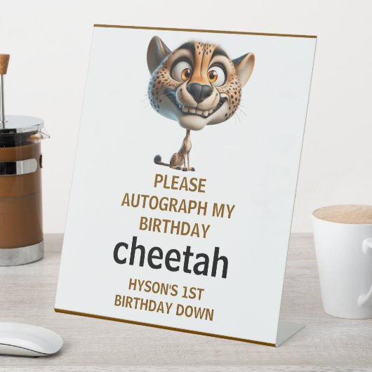 Cute Crazy Cheetah Farm Theme 1st Birthday Reclamebord Met Voetstuk (Insitu)