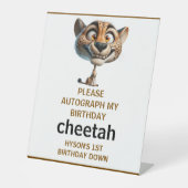 Cute Crazy Cheetah Farm Theme 1st Birthday Reclamebord Met Voetstuk (Voorkant)