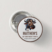 Cute Crazy Cheetah Farm Theme 1st Birthday Ronde Button 3,2 Cm (Voorkant /achterkant)