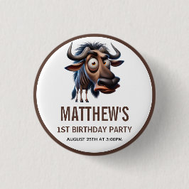 Cute Crazy Cheetah Farm Theme 1st Birthday Ronde Button 3,2 Cm