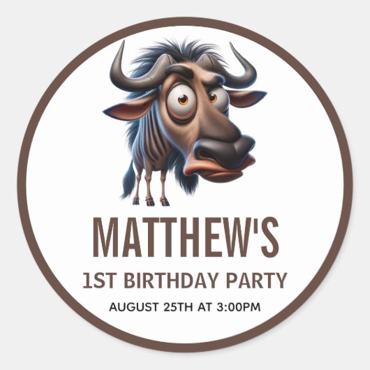 Cute Crazy Cheetah Farm Theme 1st Birthday Ronde Sticker (Voorkant)