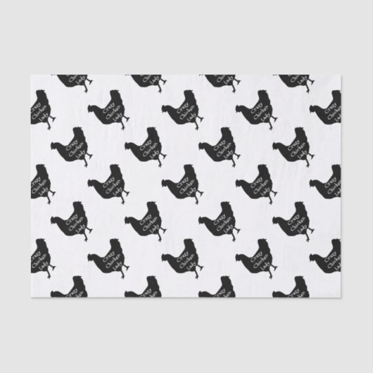 Cute Crazy Chicken Lady Chicken Silhouette Tissuepapier (Voorkant)