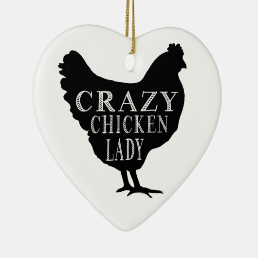 Cute Crazy Chicken Lady Keramisch Ornament (Rechts)