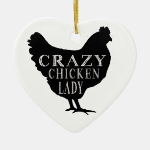 Cute Crazy Chicken Lady Keramisch Ornament