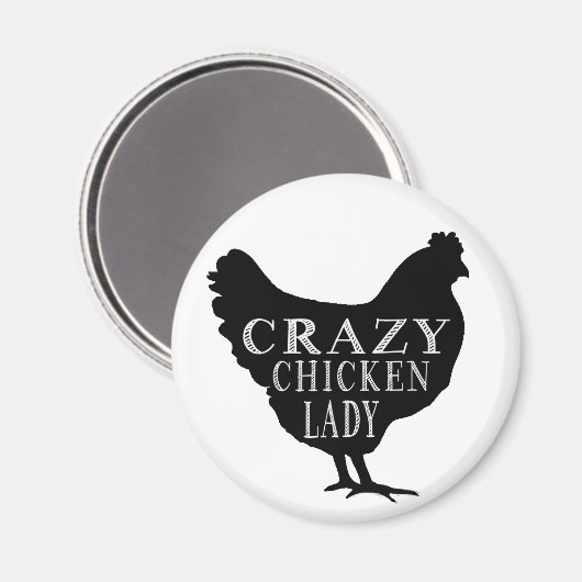 Cute Crazy Chicken Lady Magneet (Voorkant / Achterkant)