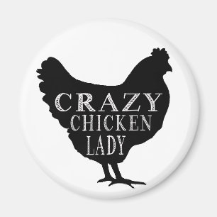 Cute Crazy Chicken Lady Magneet