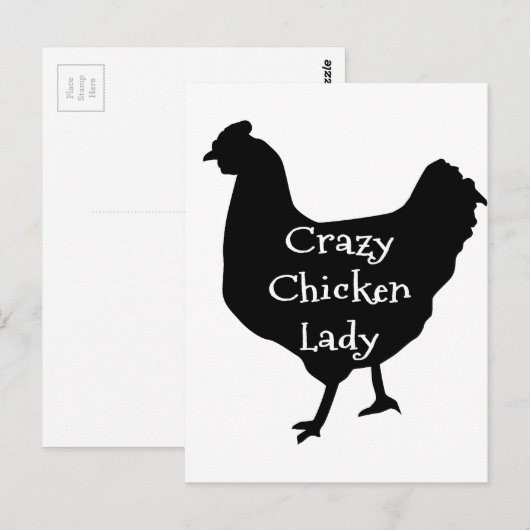 Cute Crazy Chicken Lady Silhouette Briefkaart (Voorkant / Achterkant)
