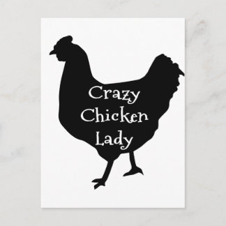 Cute Crazy Chicken Lady Silhouette Briefkaart