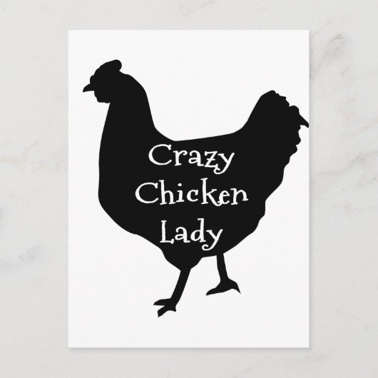 Cute Crazy Chicken Lady Silhouette Briefkaart (Voorkant)