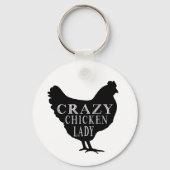 Cute Crazy Chicken Lady Sleutelhanger (Voorkant)